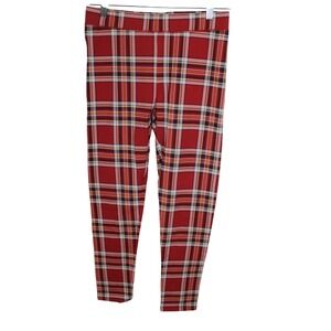 American Eagle Plaid Leggings Medium Red White Checkered‎ Pants
